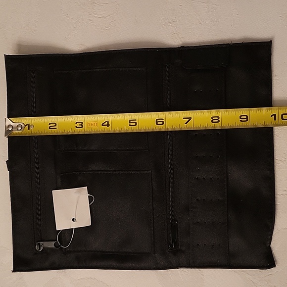 NEW Faux Leather Jewelry Wrap/Travel Case! Black with Silver K Monogram - Picture 10 of 10